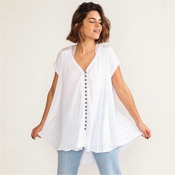 Free People highland white tee size small - Picture 1 of 8